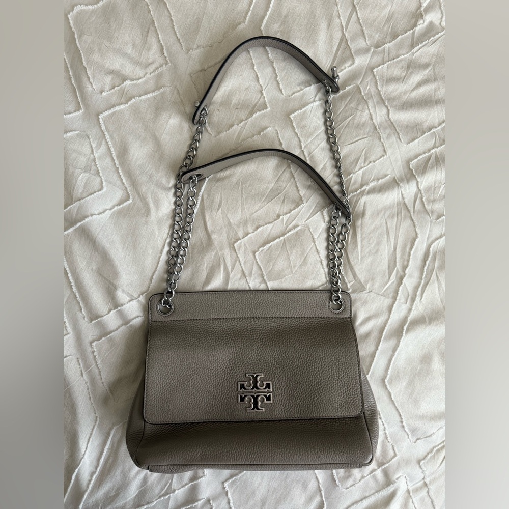 Tory Burch Gray Leather Shoulder Bag